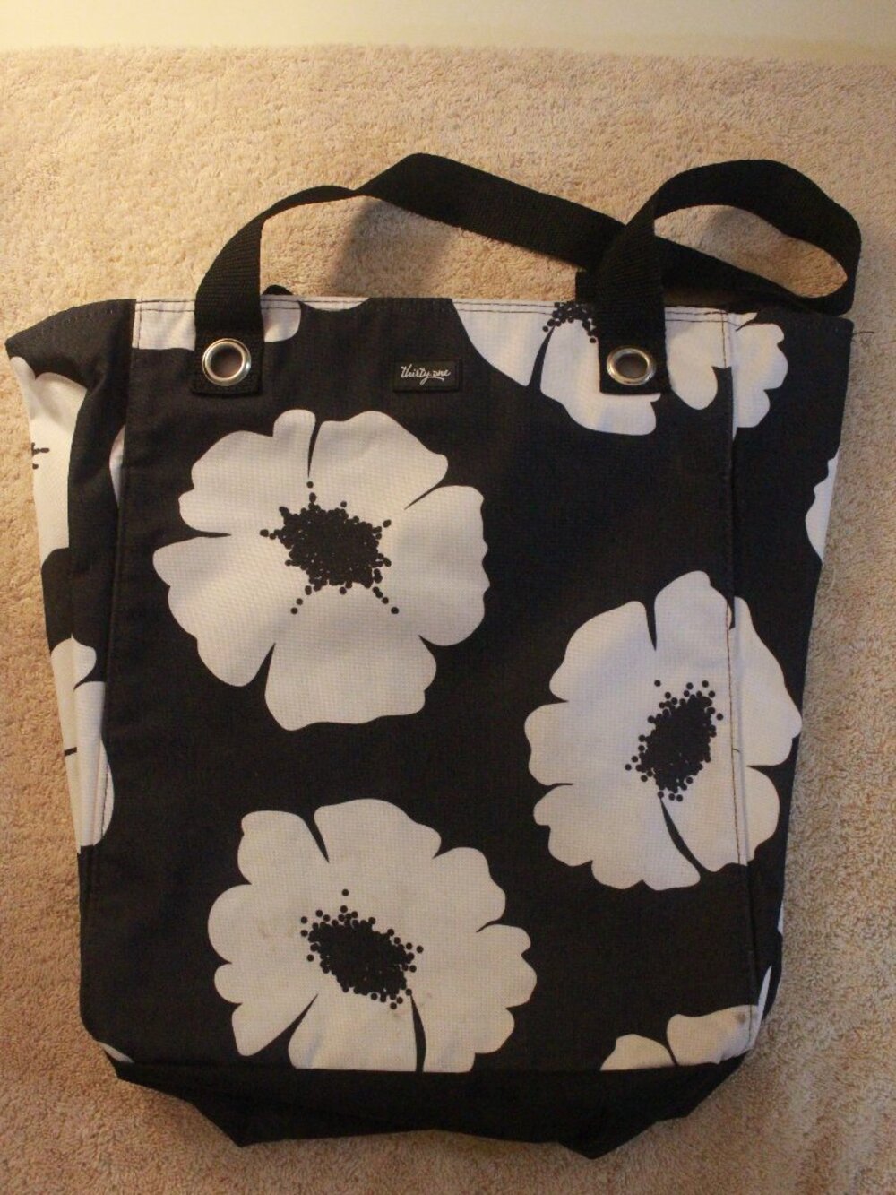 Thirty-One Black and White Floral Tote